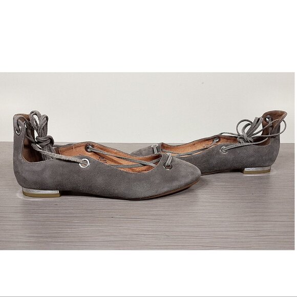 Halogen Nella Ghillie Flat, Grey Kid Leather, Womens Size 5.5 & 8.5 - Picture 7 of 10